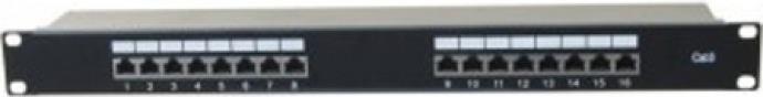 Productafbeelding Tecline Patchpaneel, Cat 6, 16-poorts, STP, 1 HE, 48,30cm (19"), zwart Cat 6 patchpaneel met 16 poorten