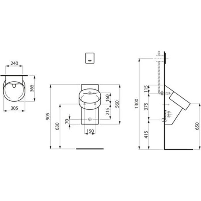 Thumbnail - Laufen, Toilette + Bidet, Val Absauge-Urinal, ohne Löcher für Deckelmontage, spülrandlos, 305x365x560mm, H840285