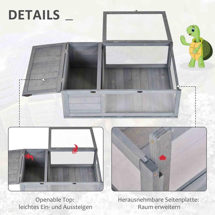 Produktbild PawHut Schildkrötenhaus Tannenholz Grau