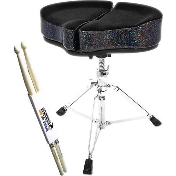 Ahead SPG-BS-3 Spinal Glide Drum-Hocker Black Sparkle mit Drumsticks, Zubehör Instrumente, Schwarz