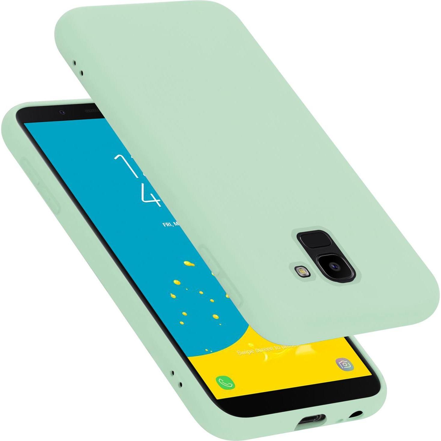 Cadorabo TPU Liquid Silicone Case Cover (Samsung Galaxy J6 (2018)), Smartphone Hülle, Grün