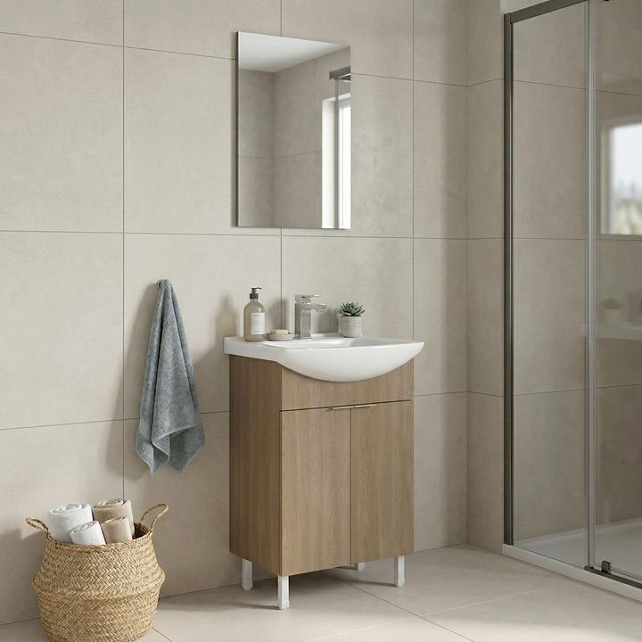 Produktbild Homitis Purus 55 Bathroom Cabinet With Sink & Mirror Set (2 Pieces)