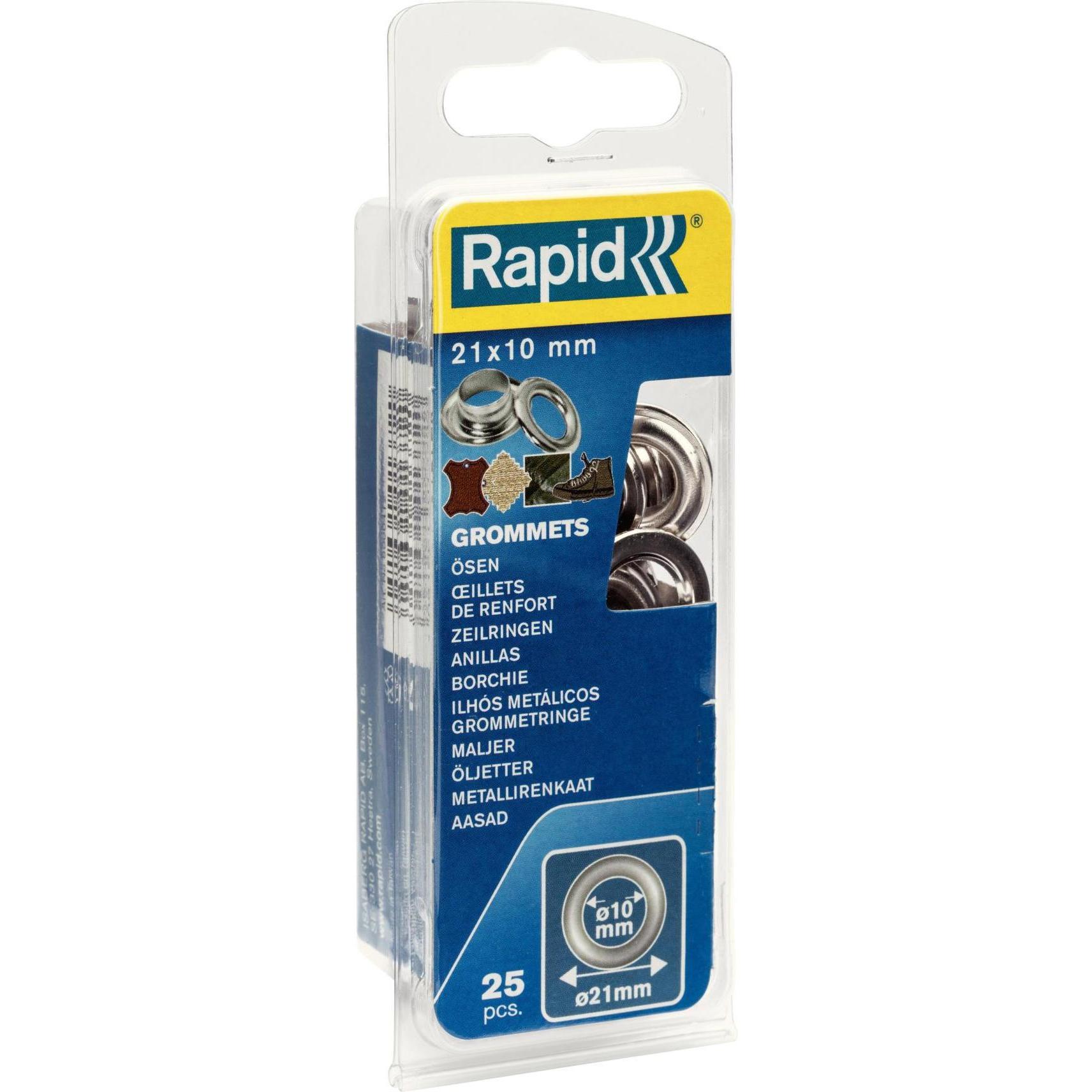 Rapid Ösen mit Ring 10x21mm 25 Stück + Einschlagwerkzeug, Nähzubehör, Silber