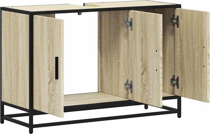 Produktbild VidaXL Waschbeckenunterschrank Sonoma-Eiche 90x33x60 cm Holzwerkstoff (90 x 33 x 60 cm)