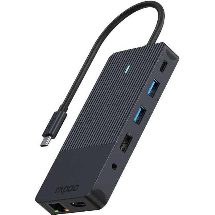 Rapoo UCM-2006 (USB-C, 10 Ports), Dockingstation + USB Hub, Grau