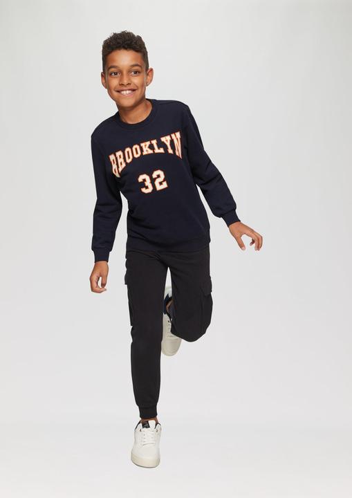 Produktbild s.Oliver Sweatshirt Sweatshirt mit Garment Dye und Schriftprint (S)