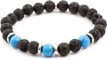 Immagine prodotto Beneto Bracciale di perline in howlite e pietra lavica MINK56 - Lunghezza: 19 cm (L) (19 cm)