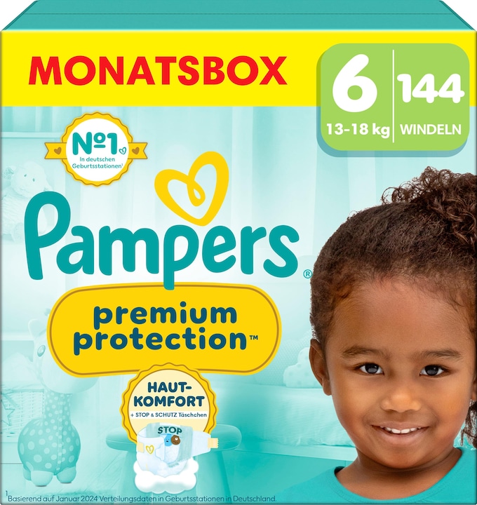 Pampers Premium Protection (Taille 6, Pack mensuel, 144 pièce(s))