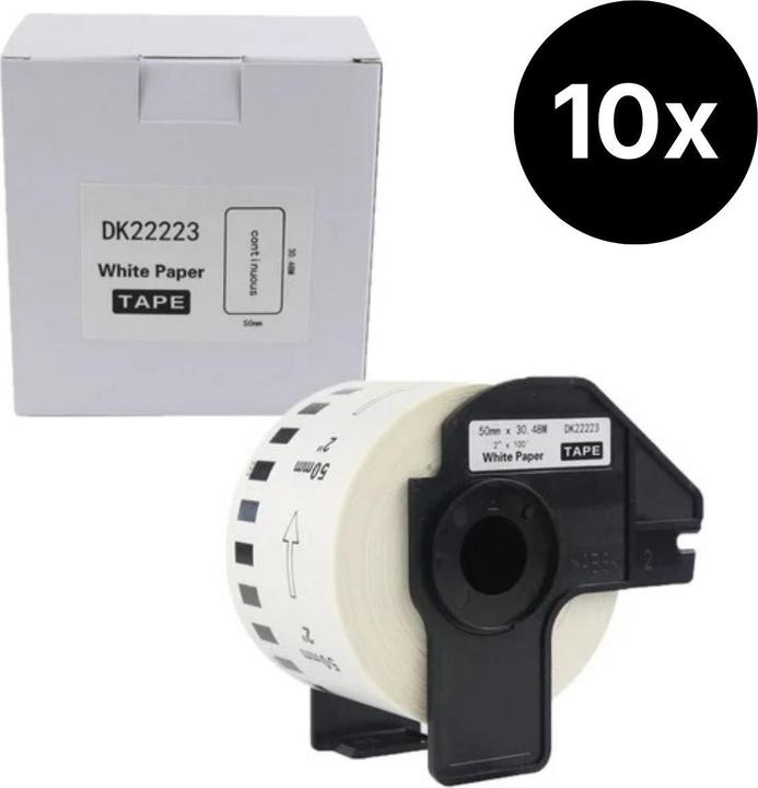 Hermex 10er-Set Alternative Etikettenrolle zu Brother DK-22223 Etiketten (50 mm)