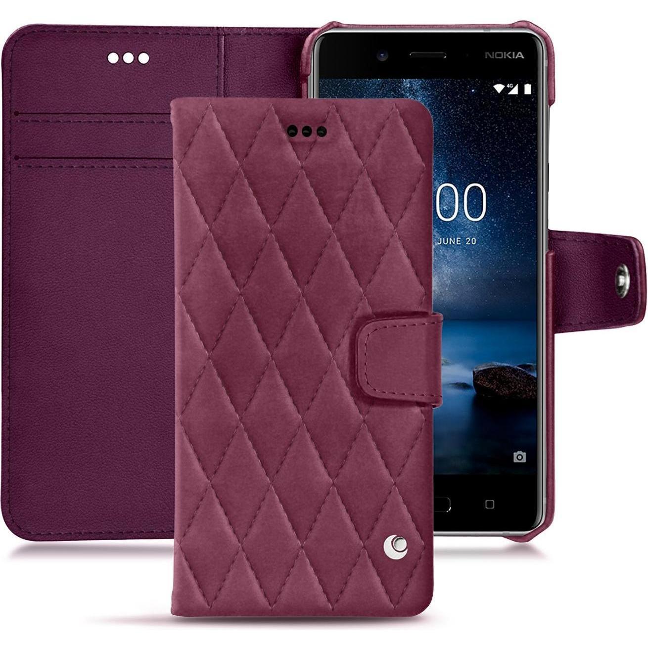 Noreve Lederschutzhülle Wallet (Nokia 8), Smartphone Hülle, Violett