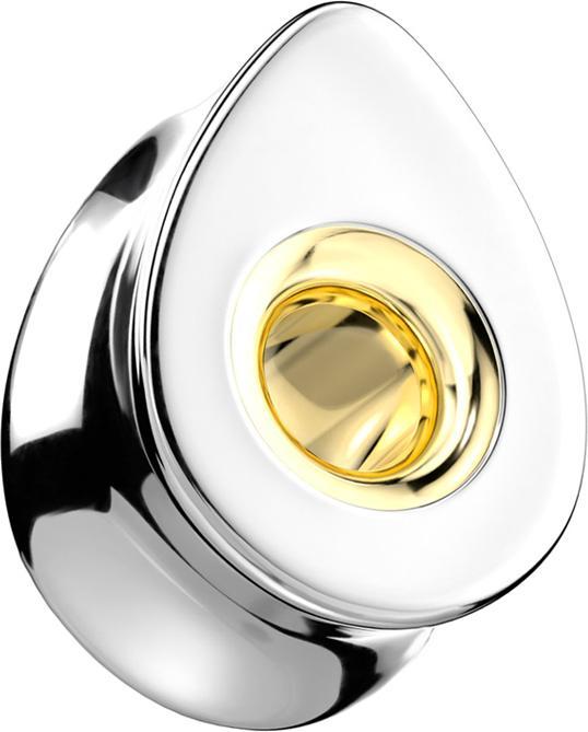 Actual product image Star Piercing Flared tunnel silver drop with gold inner part (without brass, Surgical steel 316L)