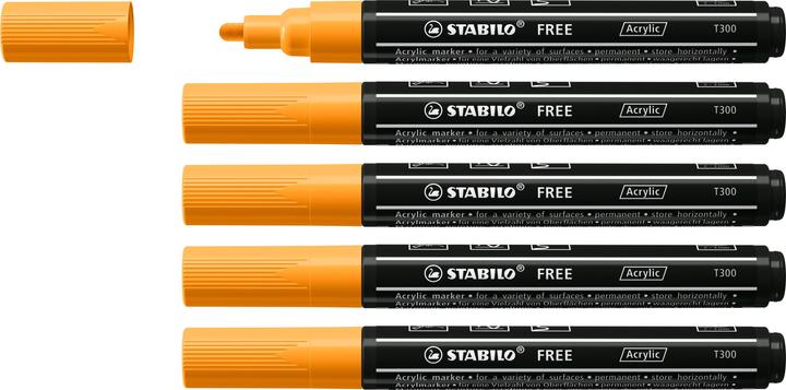 Produktbild STABILO Acrylmarker - FREE Acrylic - T300 Rundspitze 2-3mm - Einzelstift - orange (Orange, 3 mm, 1 x)