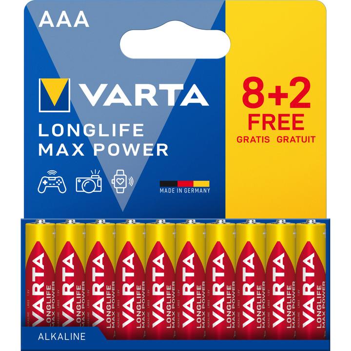 Productafbeelding Varta Longlife Max Power AAA Pack 10 (8+2) (10 Pcs., AAA, 1270 mAh)