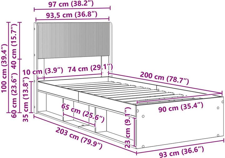 Image du produit vidaXL Bettrahmen (90 x 200 cm)