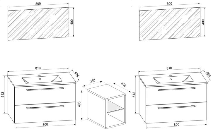 Actual product image VCM 3-piece double wash place washbasin Badinos XXL