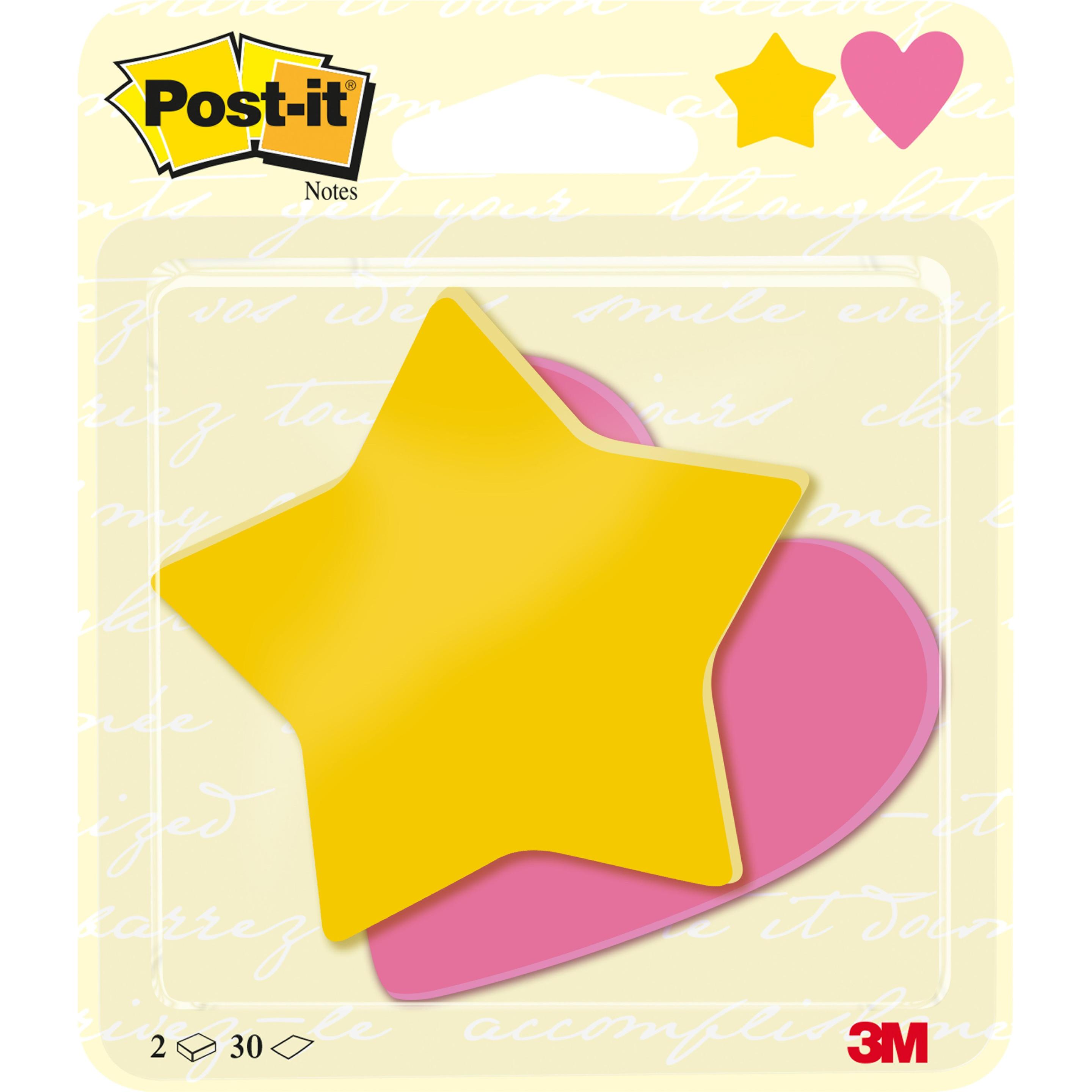Thumbnail - Post-it, Haftnotiz, Stern & Herz (7 x 7 x 13 cm)