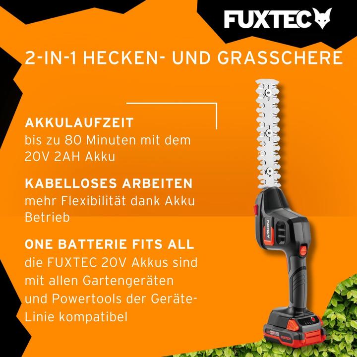 Produktbild Fuxtec 20V Akku-Heckenscheren SET FX-E1HS20 (FX-E1HS20-SET) (Akkubetrieb)
