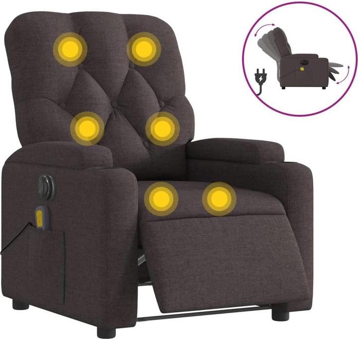 Produktbild vidaXL Massagesessel Fernsehsessel Relaxsessel Elektrisch Dunkelbraun Stoff