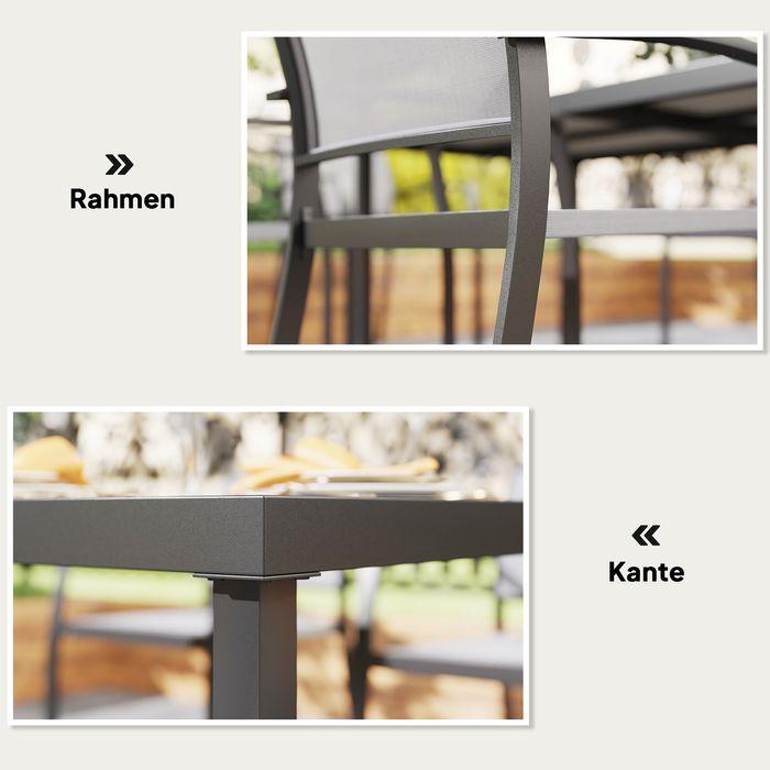 Produktbild Swisshandel24 7 tlg. Essgruppe für 6 Personen, Stühle stapelbar, Stahlgestell, Grau (87 cm)