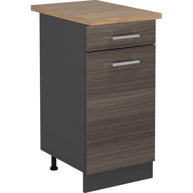 Vicco, Regal, Küchenunterschrank R-Line, Edelgrau/Anthrazit, 40 cm, AP Eiche