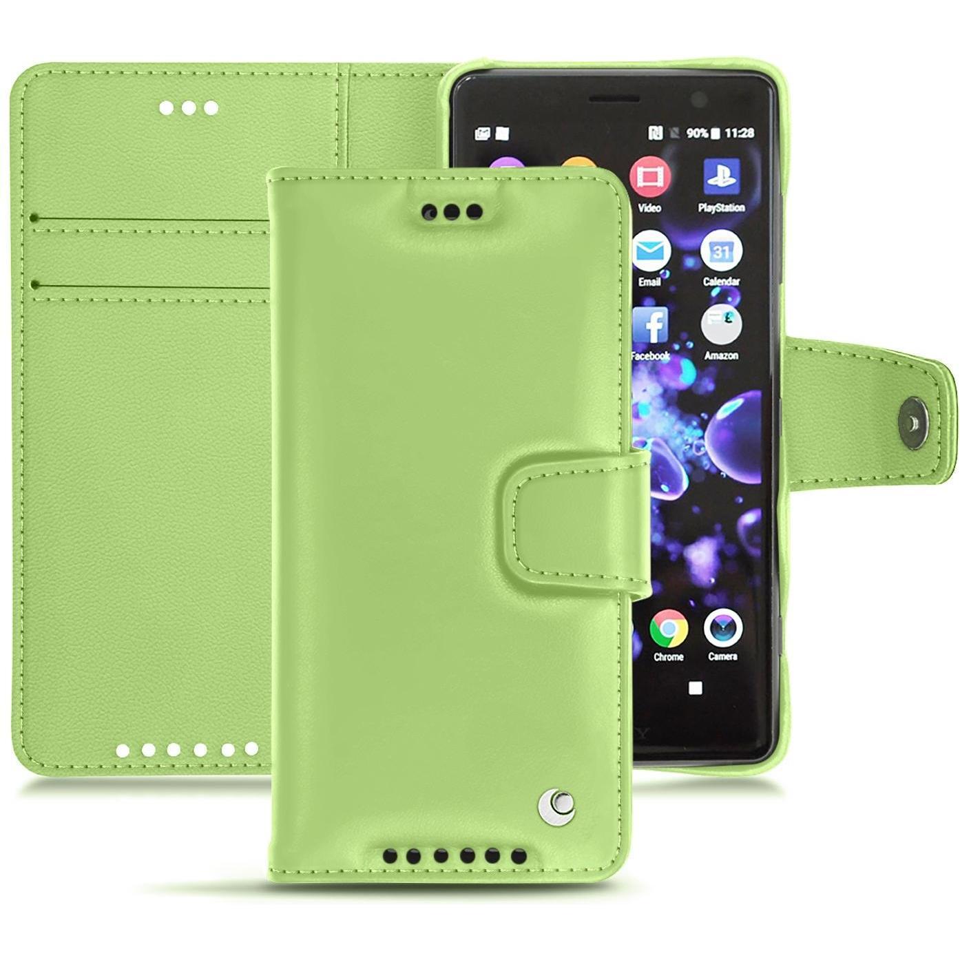 Noreve Lederschutzhülle Wallet (Sony Xperia XZ2 Compact), Smartphone Hülle, Grün