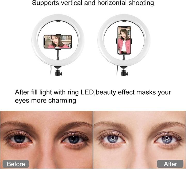 Image du produit Puluz Lampe annulaire de 26 cm Marquee LED RGBWW Selfie Ring Light + support de trépied & télécommande & (Éclairage annulaire)