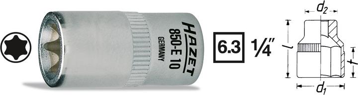 Actual product image HAZET Socket ∙ TORX 850-E11 ∙ Square, hollow 6.3 mm (1/4 inch) ∙ Outside TORX profile ∙ E11