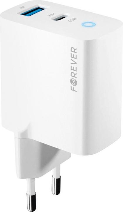 Actual product image Forever GaN TC-06-65AC PD QC charger 1x USB-C 1x USB 65W white (65 W, 2 ports)