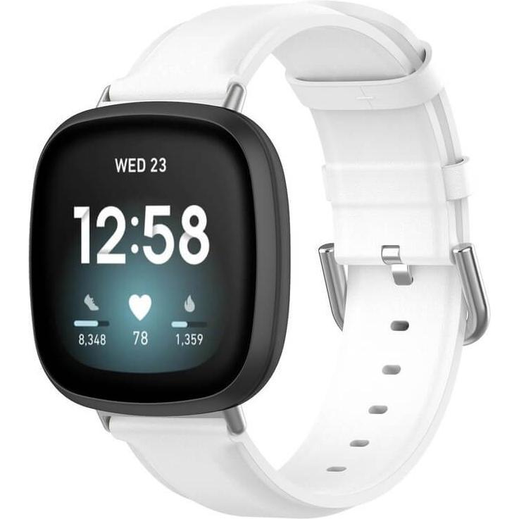 Cover-Discount Fitbit Versa / Sense - Lederarmband weiss (Kunstleder, Versa 3, Sense), Uhrenarmband, Weiss