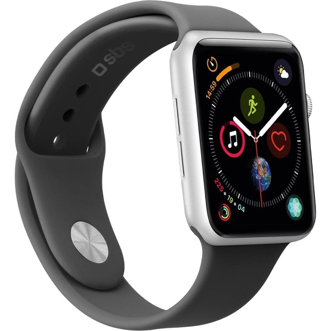 SBS Armband Grösse M/L für Apple Watch 3/4/5/6/7/SE 40mm (Silikon), Uhrenarmband, Schwarz