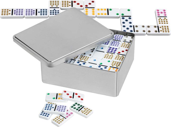 Produktbild Philos Domino Doppel Metallbox (Deutsch, Englisch, Französisch, Italienisch, 2 - 4 Spieler)