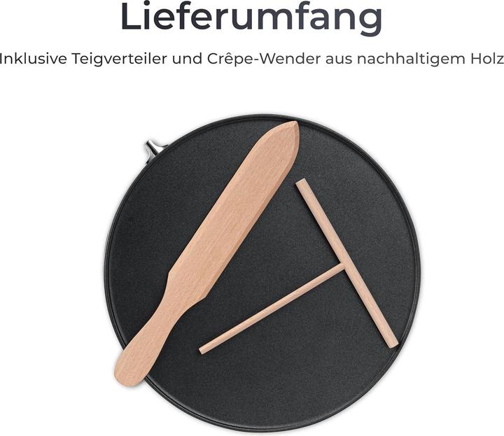 Produktbild KLAMER Crepes Maker, Backfläche mit 30cm Ø, antihaftbeschichtete Platte, inkl. Teigverteiler un…