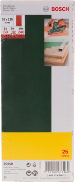 Produktbild Bosch Zubehör Schleifblatt-Set für Schwingschleifer, 25-teilig, ungelocht, 93 x 230 mm, 60-240 (120, 240, 60, 80)