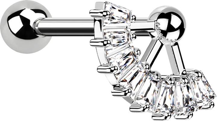 Produktbild Star Piercing Micro Barbell silber mit Kugel und Kugel Fächer Kristalle (Chirurgenstahl 316L, Messing)