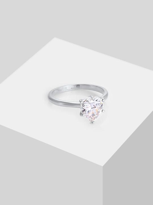 Image du produit Elli Herz Solitär mit Zirkonia Kristall (58, Argent 925)
