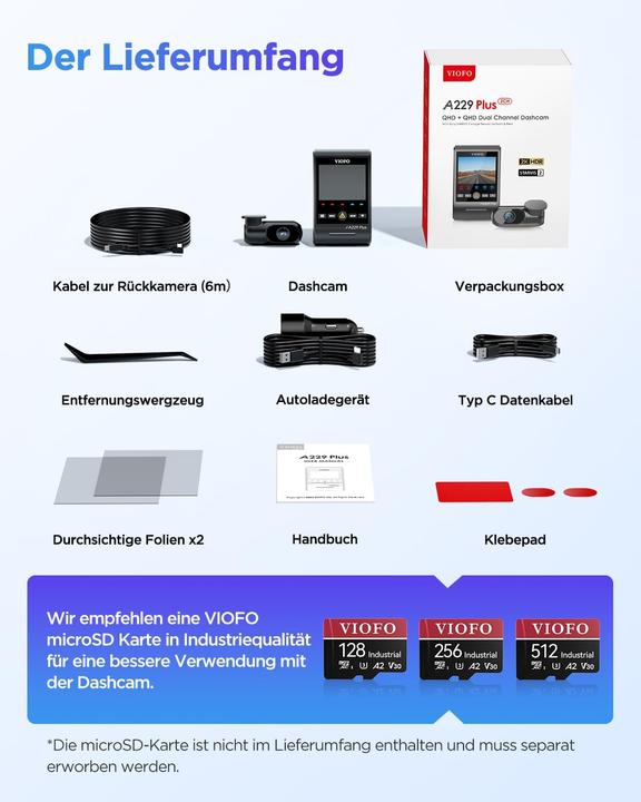Etichetta energetica Viofo A229 Plus (Display integrato, Ricevitore GPS, 2K)