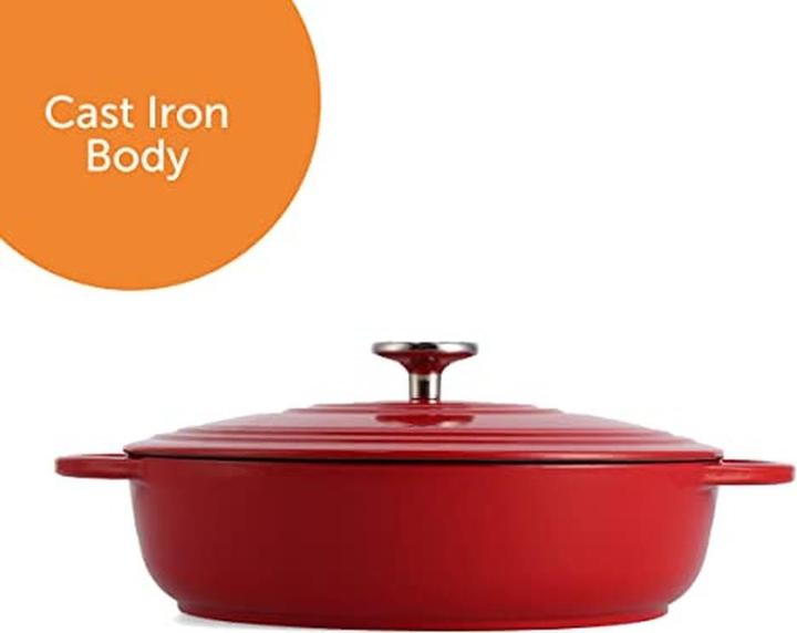 Produktbild BK Bourgogne - lage stoofpan 28 cm Chili Red 28 cm low, 4 liter (28 cm, Kochtopf, Gusseisen)