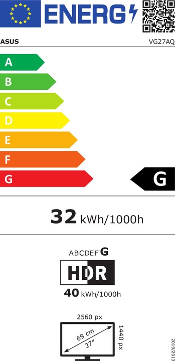 Energie-Label ASUS TUF VG27AQ (2560 x 1440 Pixel, 27")