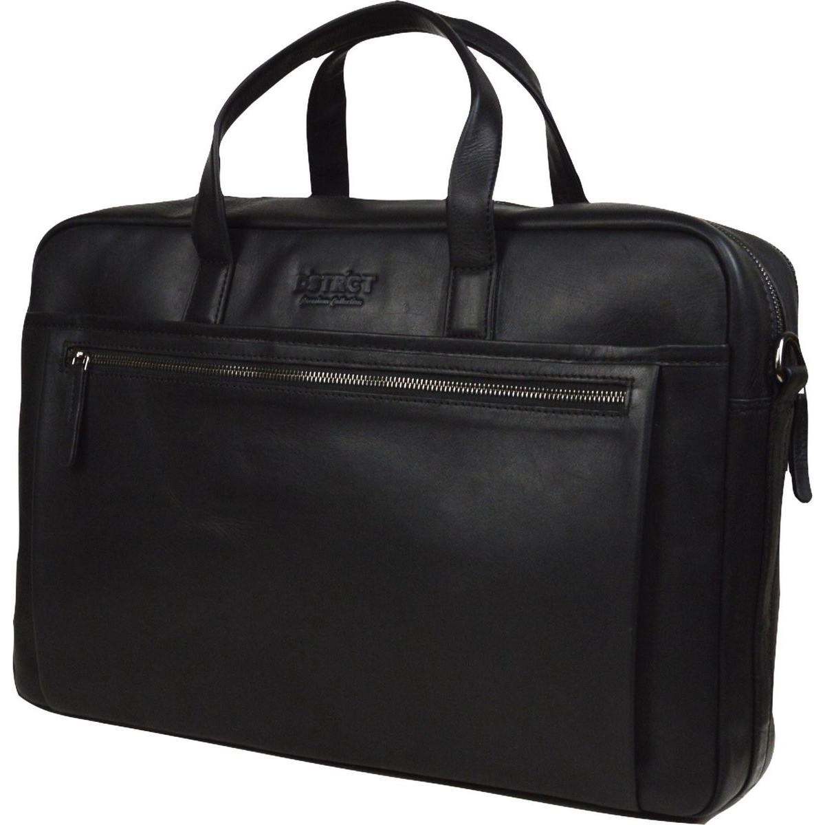 DSTRCT Leren Business Laptoptas - 17 pollici laptopvak met rits - Zwart - Luxe volnerfleder (17"), Borsa per Notebook, Nero