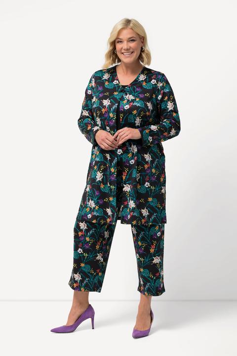 Immagine prodotto Ulla Popken Giacca di jersey con scollo a V, fiori e spacchetti laterali (50, 52)