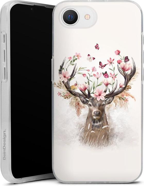 Produktbild DeinDesign Silikon Hülle für Apple iPhone 16e Handyhülle Case Smartphone Schutzhülle Blumen Hirsch Tiere (Apple iPhone 16e)