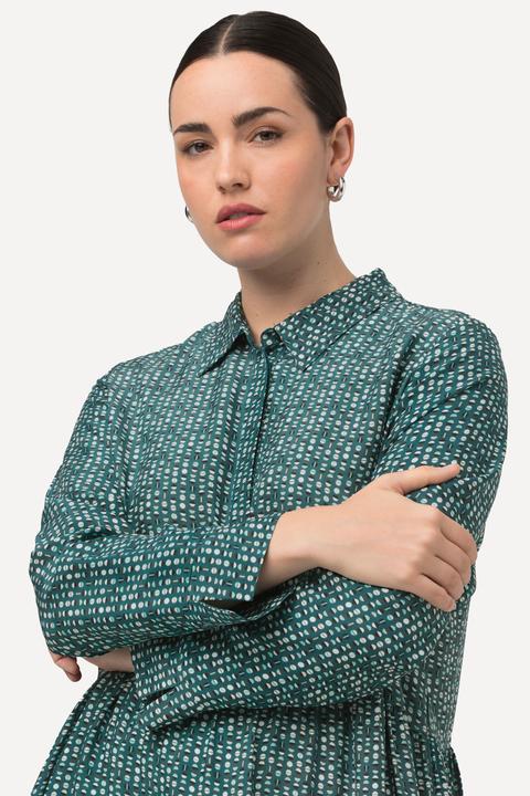 Immagine prodotto Ulla Popken Abito chemisier maxi con orlo con volant, collo da camicia e maniche lunghe (50, 52)