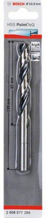 Productafbeelding Bosch Professional Zubehör Metalen spiraalboor HSS PointTeQ. DIN 338. met gereduceerde schacht. 10,5 mm (10,5 millimeter)