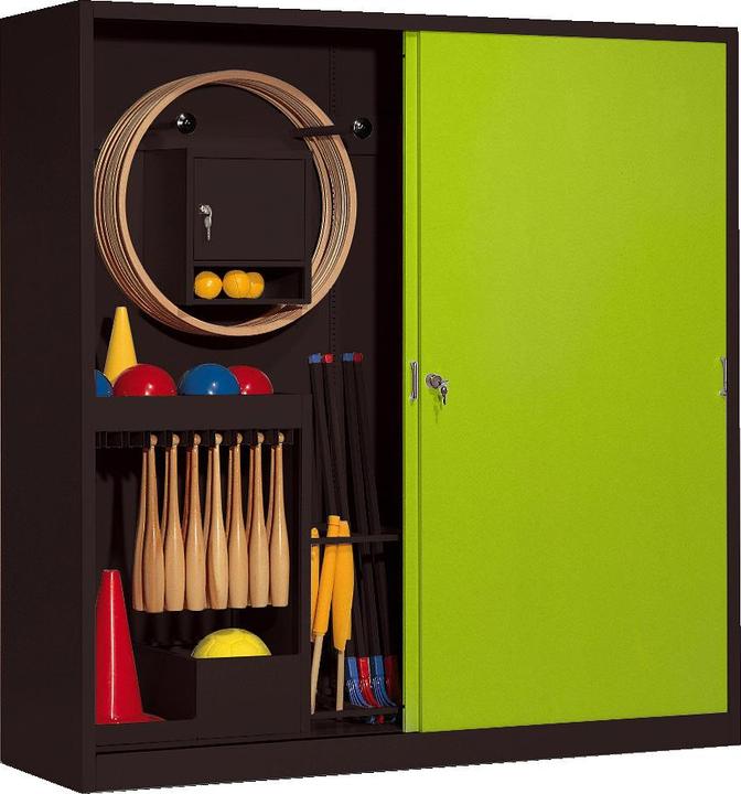 Actual product image C+P Sports equipment locker (HxWxD: 195x190x60 cm, with solid sheet metal sliding doors, type 5)