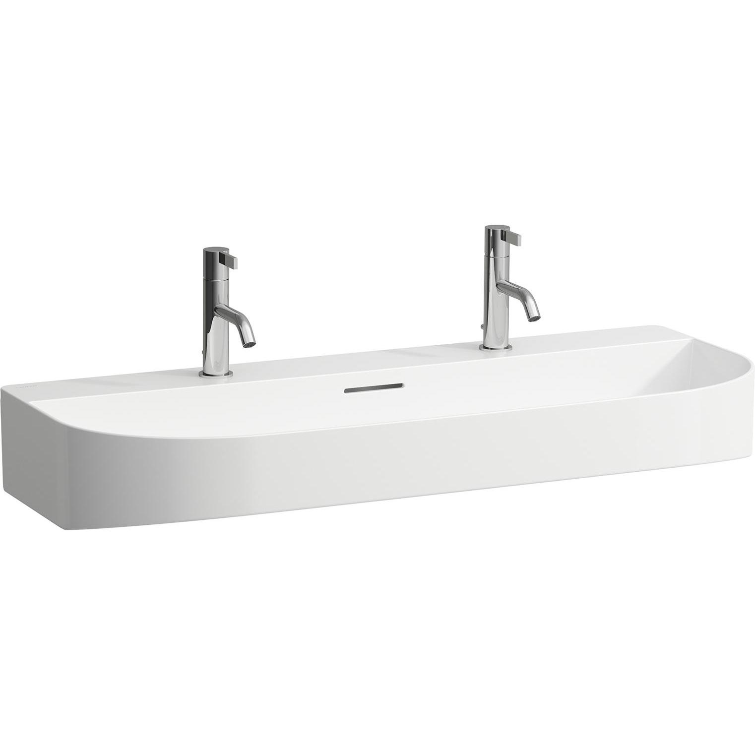 Laufen, Waschbecken, Sonar Waschtisch unterbaufähig, 2 Hahnlöcher, mit Überlauf, 1000x420mm, H810347 (420 mm, 1000 mm)