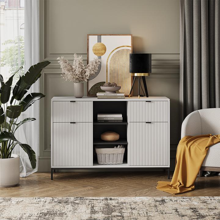 Actual product image Vichy Kommode Eliza, Weiss, 120 x 81.2 cm mit 2 Schubladen und 2 Türen