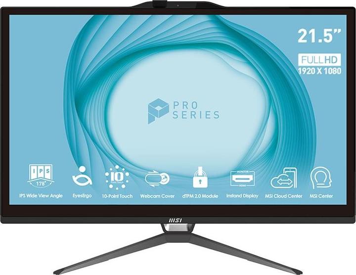 Produktbild MSI PC AiO PRO AP222T 13M-446XEU, i3-13100, 21.5" FHD, 8GB, 512GB, UHD 730, No OS, Black (512 GB, 8 GB)