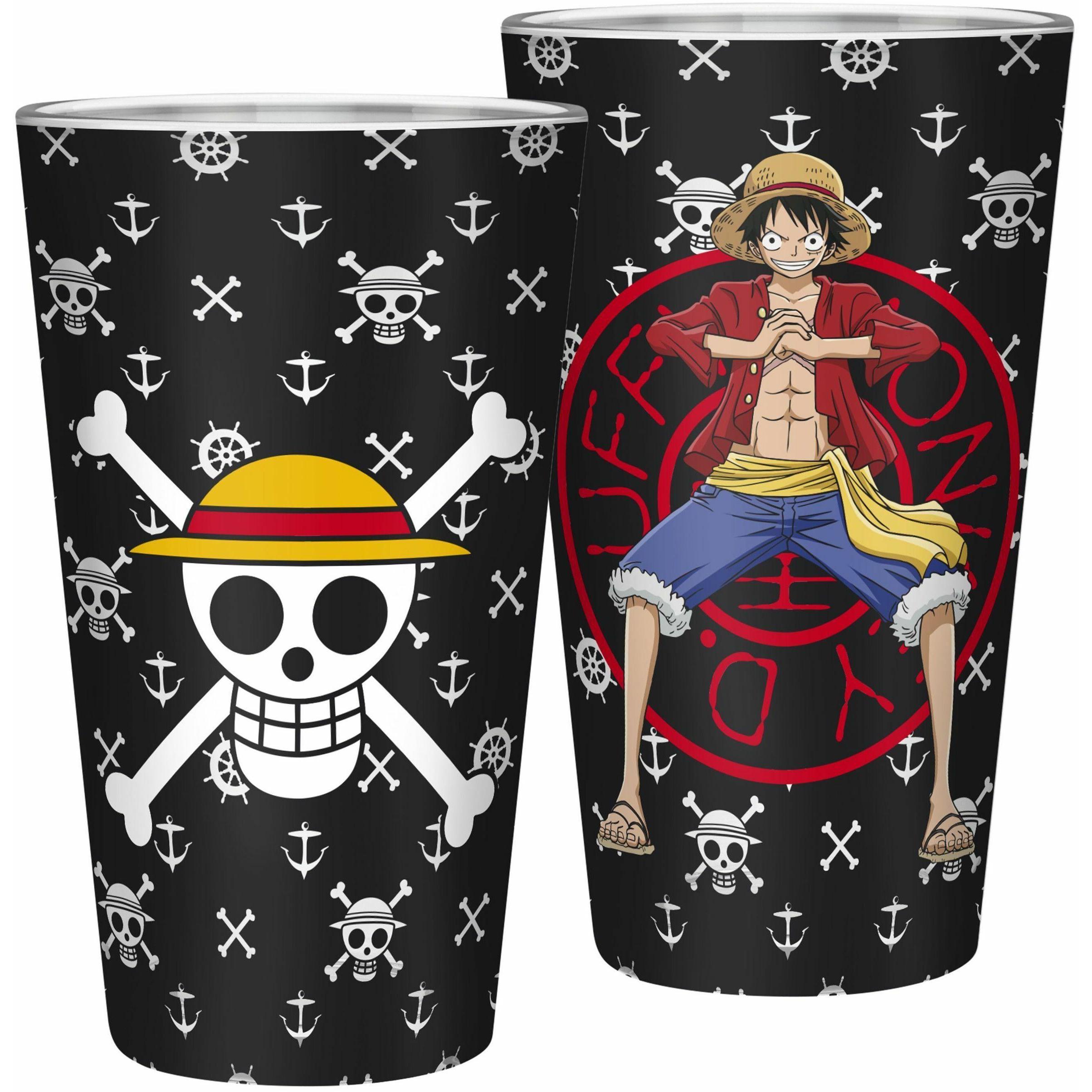 Abystyle Rosso/Bianco/Nero Bicchiere One Piece : Luffy 400 Ml (Ax2), Altri Accessori Gaming, Giallo