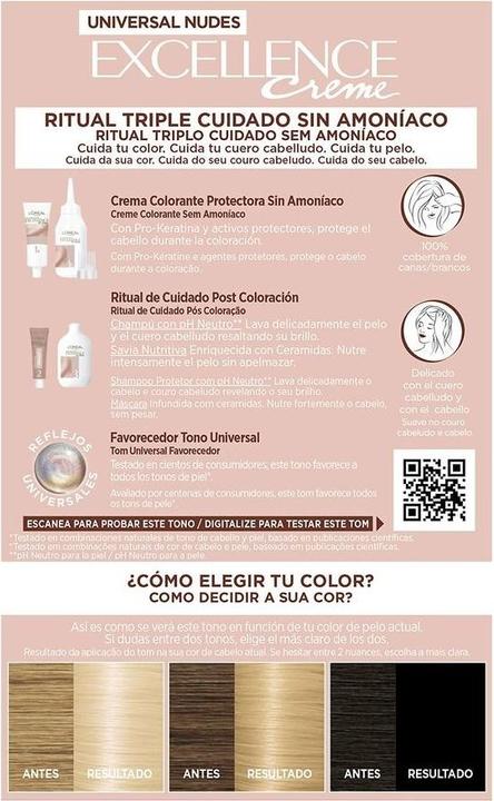 Image du produit L'Oréal Paris Excellence Creme Universal Nudes 10U - Teinture pour cheveux blond le plus clair (10U-Blonde la plus claire)