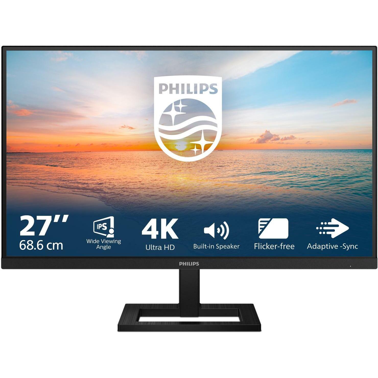 Philips 27E1N1800AE - 27 Zoll Ultra HD M (3840 x 2160 Pixel, 27"), Monitor, Schwarz